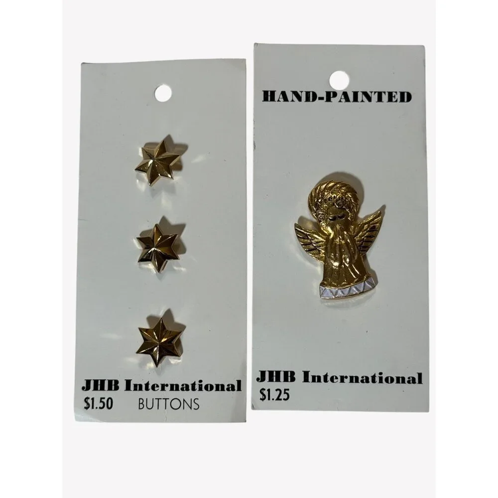 Vintage Hand Painted JHB‎ International New Old Stock Christmas Buttons Lot